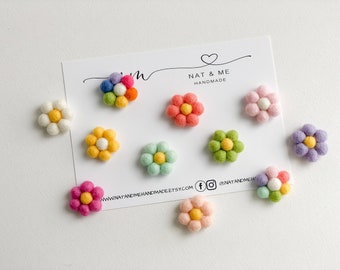 Daisy pom pom hair clip, daisy hair clip, pom pom hair clip, baby hair tie, hair tie for kids, Easter hair accessories, Easter baby gift