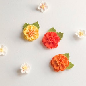 Pince à cheveux fleurs de souci, pince à cheveux fleurs en feutre, pince à cheveux fille, pince à cheveux fleurs automne/automne, accessoires automne, cadeau petite fille