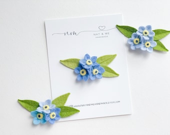 Forget Me Not hair clip, girls/toddler/baby hair clip, baby headband, remembrance day flower, forget me not flower, wild flower hair clip