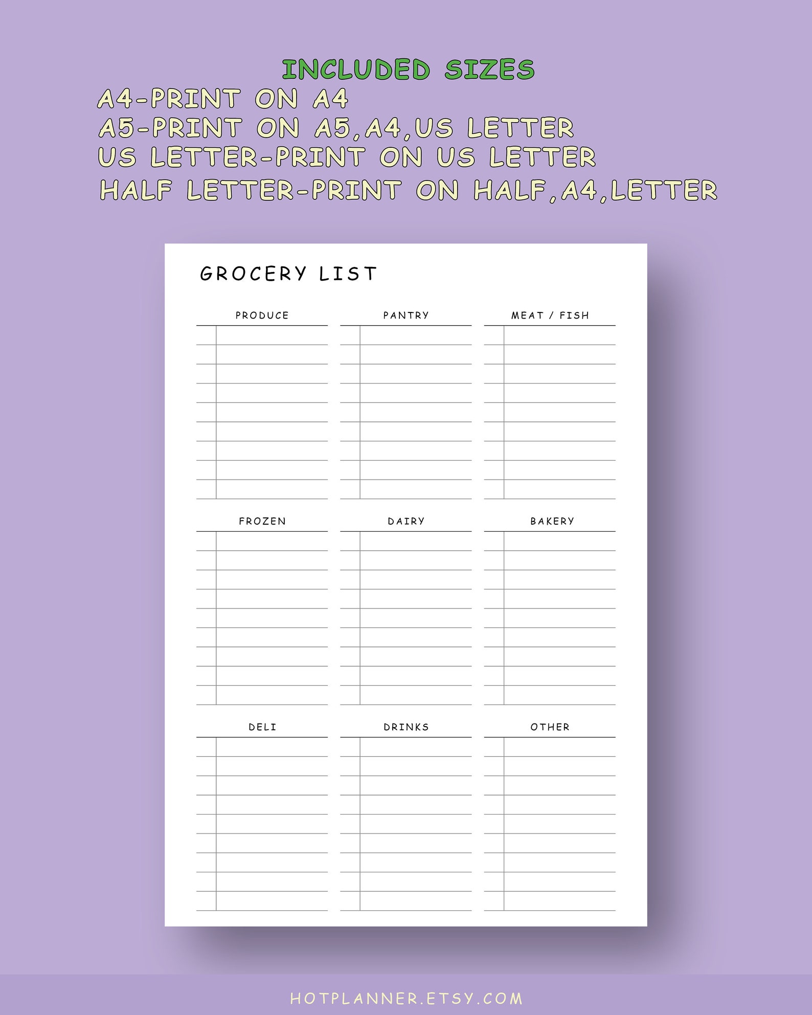 Family Grocery List Printable PDF Minimalist Shopping List Etsy