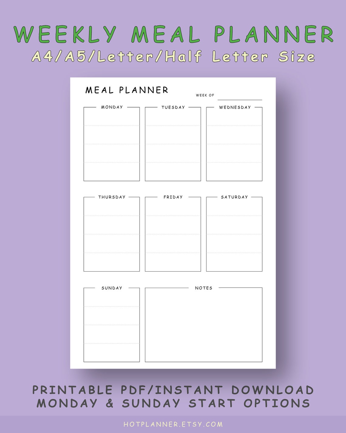 Weekly Meal Planner for Fridge Menu Planner for Moms Etsy