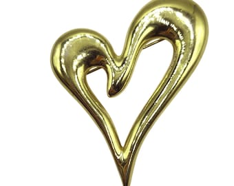 Abstrakte goldfarbene offene Herz Brosche Pin modernes Design