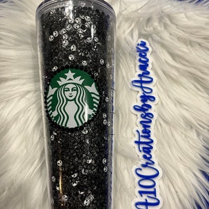 Starbucks | Bling Tumbler | Gift For Her | Trendy | Black Stones & Silver Glitter |  Jack Inspired Rhinestone Filled Tumbler