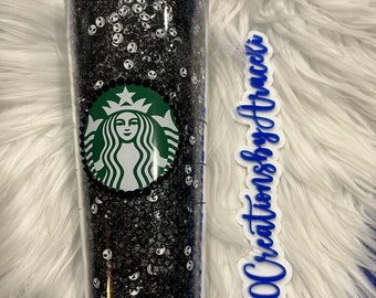 Jack Inspired Starbucks Tumbler | Black Rhinestones & Silver Glitter