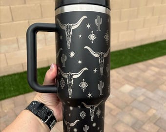 Vaso de 40 oz con grabado occidental