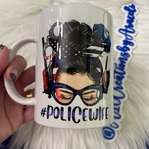 Police Wife Mug | Badge | Back the Blue | Thin Blue Line | Heart | Police Coffee Mug | Personalized