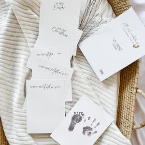 Ma première édition | cartes empreintes de pas de bébé | Cartes d'étape sans encre | Kit d'impression sans encre | empreinte de main | cadeau baby shower | cadeau de bébé