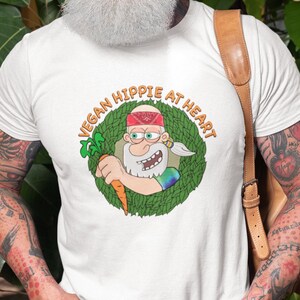 Vegan Hippie At Heart  - vegan shirt, vegan t shirt, vegan tshirt, vegan t-shirt, vegan gift, gift for vegan, vegan clothing, funny vegan