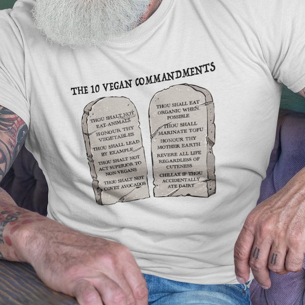 The 10 Vegan Commandments - vegan shirt, vegan t shirt, vegan tshirt, vegan t-shirt, gift for vegan, vegan clothing, funny vegan shirt