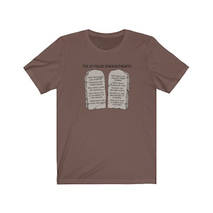 The 10 Vegan Commandments vegan shirt, vegan t shirt, vegan tshirt, vegan t-shirt, gift for vegan, vegan clothing, funny vegan shirt Brown