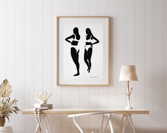 Beach girls print coastal art surf art