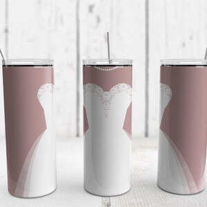 Here Comes the Bride Mauve Background - 20oz Skinny Tumbler Sublimation Design Wrap PNG