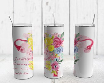 Floraler Uterus Frauenrechte Tumbler Design, 20oz Skinny Tumbler Wrap, Sublimation PNG