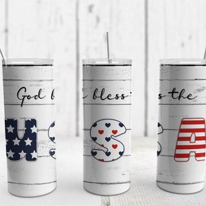 God Bless the USA Tumbler Design | 20oz Skinny Tumbler Wrap | Sublimation PNG