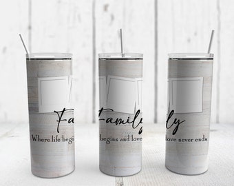 Familie Zitat Bilderrahmen - 20oz Skinny Tumbler Sublimation Design Wrap PNG