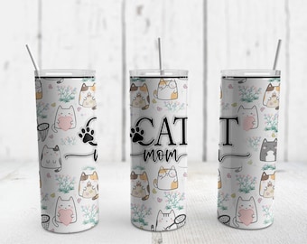 Katze Mama Tumbler Design | 20oz Skinny Tumbler Wrap | Sublimation PNG