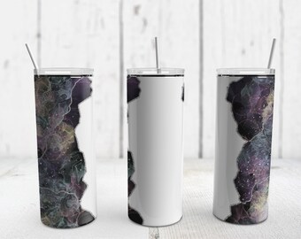 Multicolor Alcohol Ink Abstract Design - 20oz Skinny Tumbler Sublimation Design Wrap PNG | Customizable Add Your Own Quote