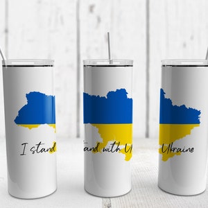 I Stand with Ukraine Tumbler Design | 20oz Skinny Tumbler Wrap | Sublimation PNG