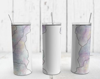 Multicolor Alcohol Ink Abstract Design - 20oz Skinny Tumbler Sublimation Design Wrap PNG | Customizable Add Your Own Quote