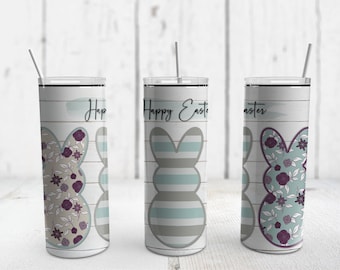 Happy Easter Peeps Tumbler Design | 20oz Skinny Tumbler Wrap | Sublimation PNG