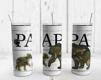 Papa Bär Camo Tumbler Design | 20oz Skinny Tumbler Wrap | Sublimation PNG