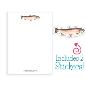 Personalized Fish Notepad, Note Pad, Custom Watercolor Fish Notepads with Name, To Do List and Reminder Stationery, Fishing Sticker, Gift