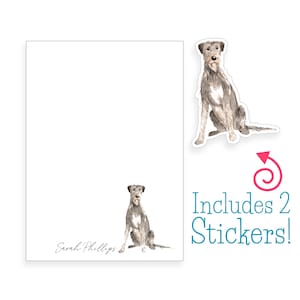 Irish Wolfhound Notepad, Personalized Dog Notepad, Dog Stationery, Dog Lover Gift, Custom Stationery, Watercolor Dog Notepad, Dog Stickers