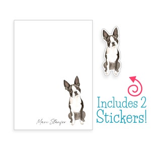 Boston Terrier Notepad, Personalized Dog Notepad, Dog Stationery, Dog Lover Gift, Custom Dog Stationery, Watercolor Dog Notepad, Dog Sticker