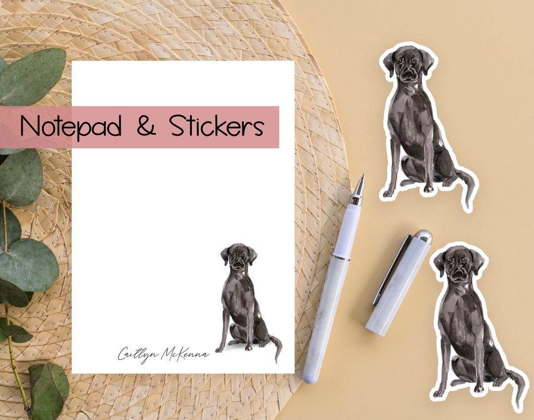 Black Labrador Notepad and Two Stickers Personalized Memo Etsy