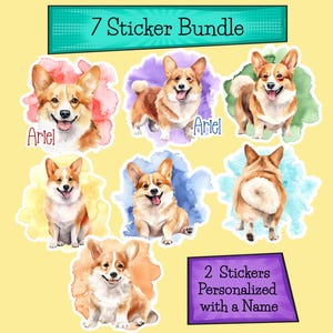 Corgi Watercolor Sticker Custom Pack Corgi Dog Sticker Bundle Corgi Lover Custom Corgi Water Bottle Sticker Corgi Planner Sticker Custom Dog