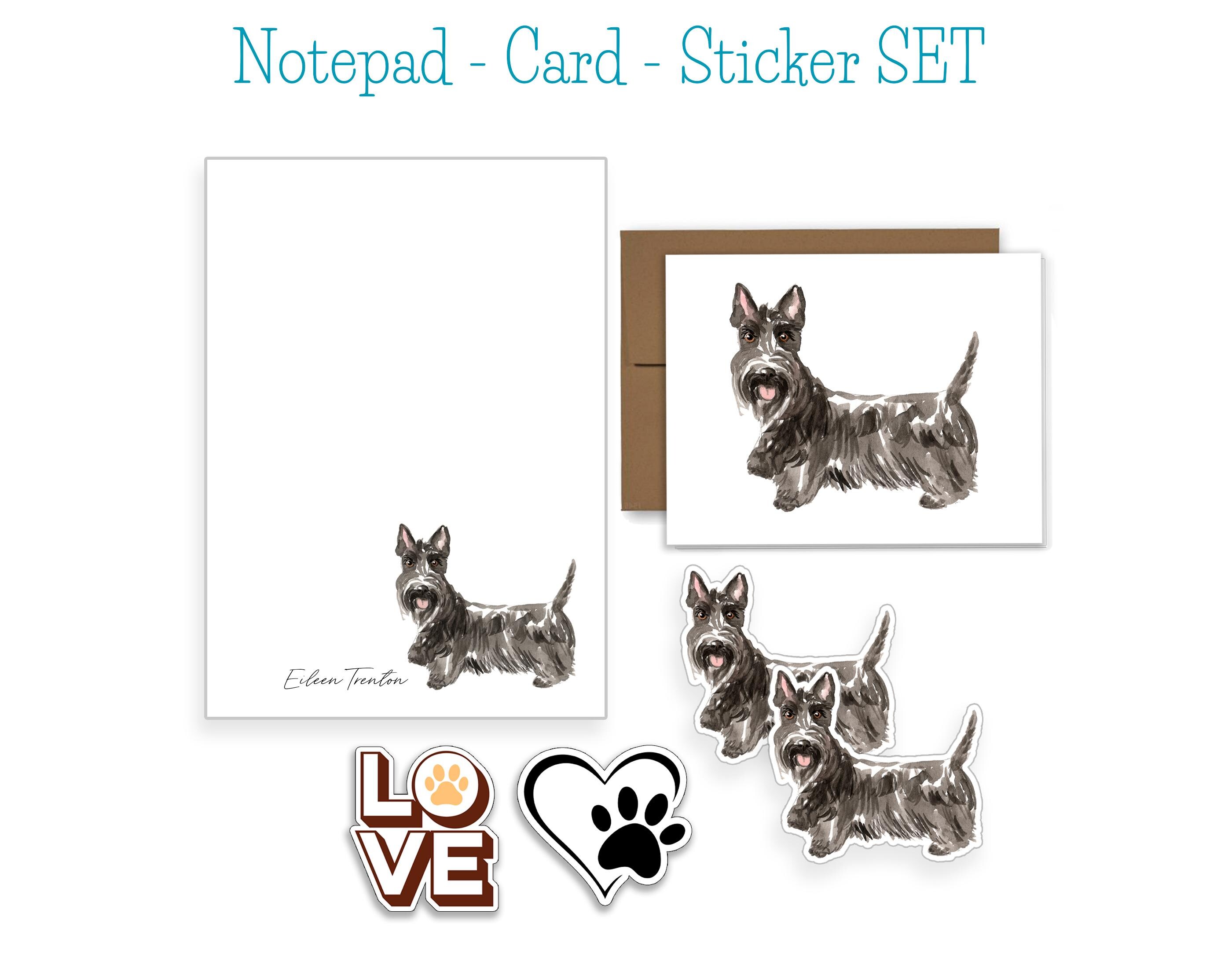 Scottish Terrier Watercolor Notepad Personalized Watercolor Scottish Terrier Note Card Stationery Scottie Sticker Dog Lover Gift Watercolor