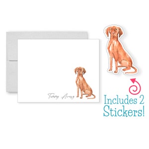 Personalized Watercolor Hungarian Vizsla Note Cards, Thank You Cards, Dog Greeting Cards, Dog Stationery, Dog Notecards, Gift, Dog Stickers