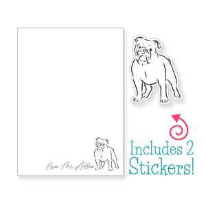 Personalized Sketch English Bulldog Notepads, Dog Notepad, Dog Drawing, Dog Stationery, Dog Memo Sheets, Dog Lover Gift, Bulldog Stickers