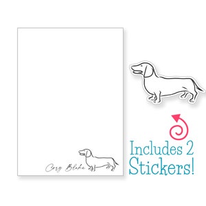 Personalized Sketch Dachshund Notepads, Dog Notepad, Dog Drawing, Dog Stationery, Dog Memo Sheets, Dog Lover Gift, Dachshund Stickers