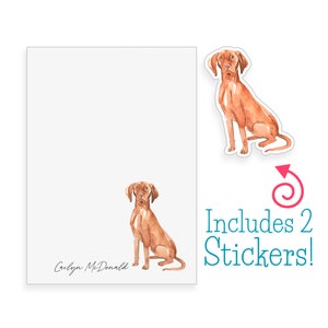 Hungarian Vizsla Notepad, Personalized Dog Notepad, Dog Stationery, Dog Lover Gift, Custom Stationery, Animal Gift, Animal Lover, Stickers