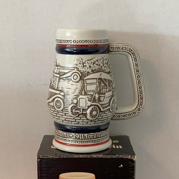 Vintage Avon Car Classics Ceramic Stein, Individually Numbered, Made in Brazil, 5", Mini Stein Collectable, Car Aficionado Collector, 1982