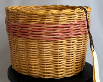 Willow Basket, Handmade Edwards Mills Weaving & Basketry From College Of The Ozarks Reed Bucket Basket, Versatile Home Organizer, Boho Decor