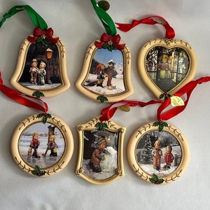 Vintage M.I. Hummel Christmas Ornaments, Danbury Mint, Collectable Hummel Tree Ornaments, Retro Holiday, Ribbon Hanger, Country Farmhouse