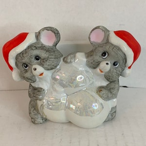 Vintage House of Lloyd &quot;Christmas Mice&quot; Napkin Holder, 1986 Holiday Collection, Cottage Christmas, Christmas Around the World, Holiday Decor