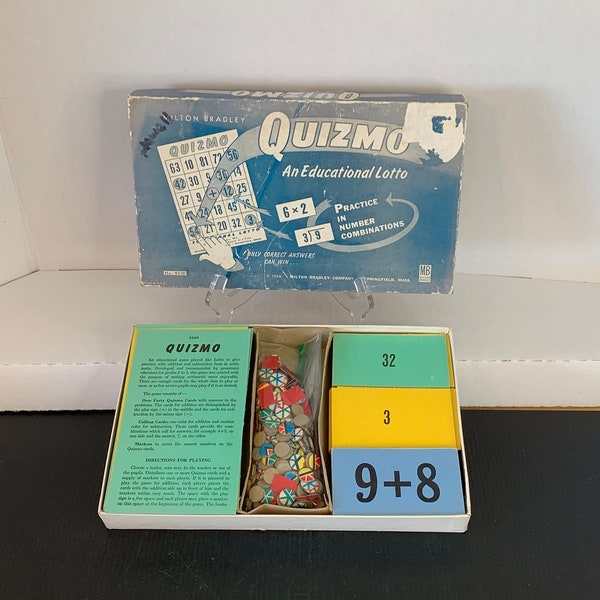 Vintage Quizmo An Educational Lotto Game #9310, Practice in Number Combinations, Vintage 1940's Game, Teacher's Aide, Milton Bradley