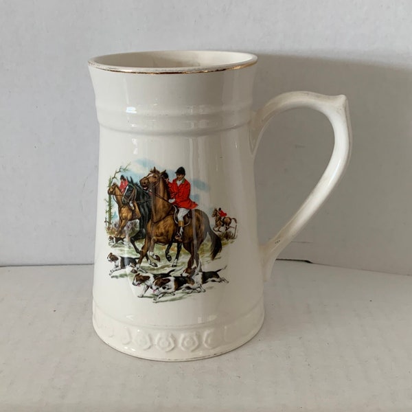 Vintage Lord Nelson Pottery Beer Stein Mug Fox Hunt Horses Hounds, Hand Crafted England, Beer Stein Collector, Man Cave, Equestrian Stein