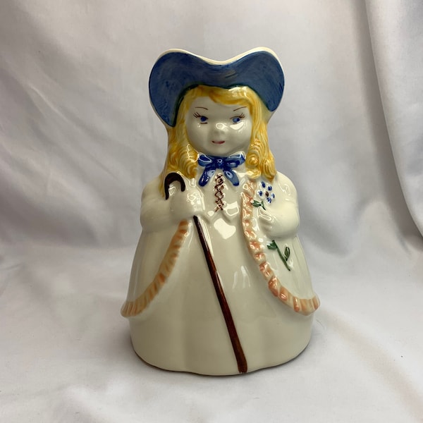 Vintage 1940's Shawnee Bo Peep Ceramic Jug Pitcher, Little Bo Peep Nursery Rhyme Collectable, USA, Farmhouse, Country Cottage, Cabin Lodge