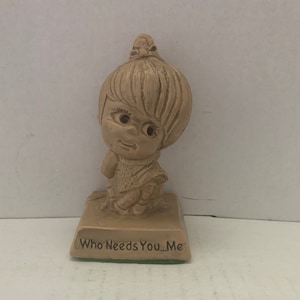 Vintage R & W Berrie Co.'s  Sillisculpts Figurine "Who Needs You...Me"  1970, Little Girl Figurine, Russ Berrie, USA