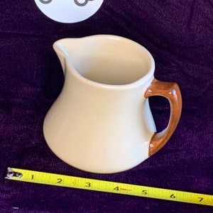 Vintage Shenango Inca Ware restaurant ware large creamer or small pitcher with brown handle- USA