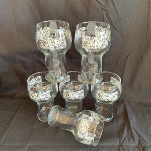 Vintage 1970's Pepsi Cola Clear Glass White Logo Goblet Drinking Glass, Set of 6, Retro Barware, Man Cave, Collectable Pepsi Glasses, MCM