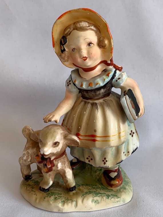 Vintage 1960's Lefton Mary Had a Little Lamb #1251 Figurine