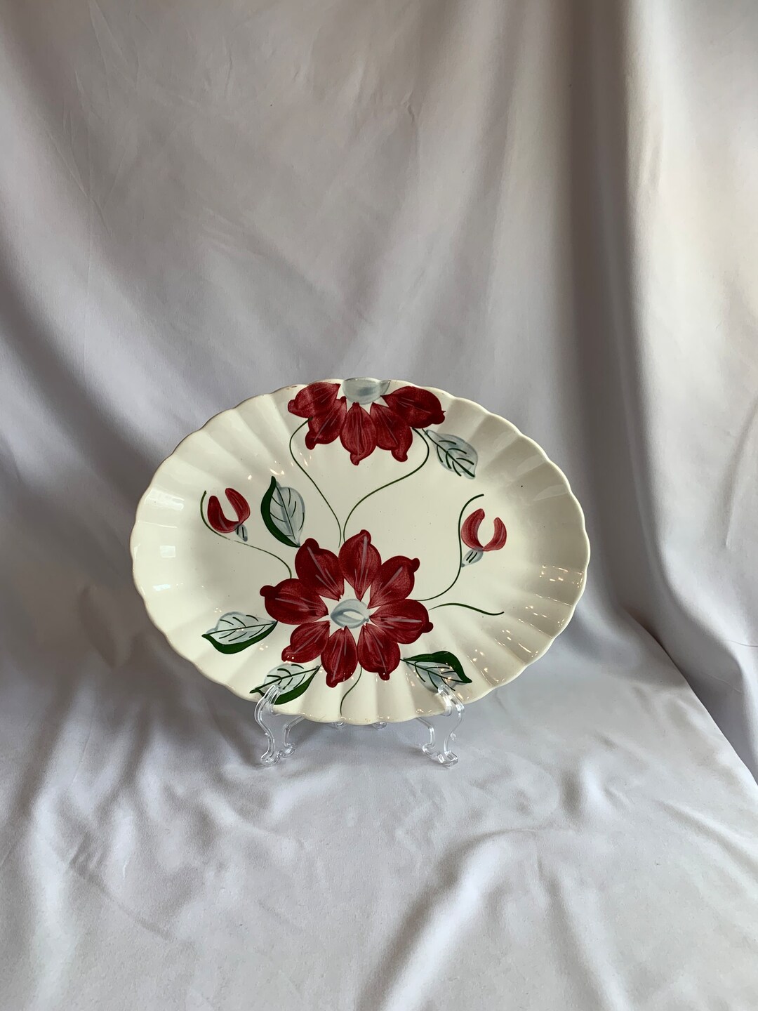 Vintage Blue Ridge Southern Pottery Poinsettia 13 Oval Etsy