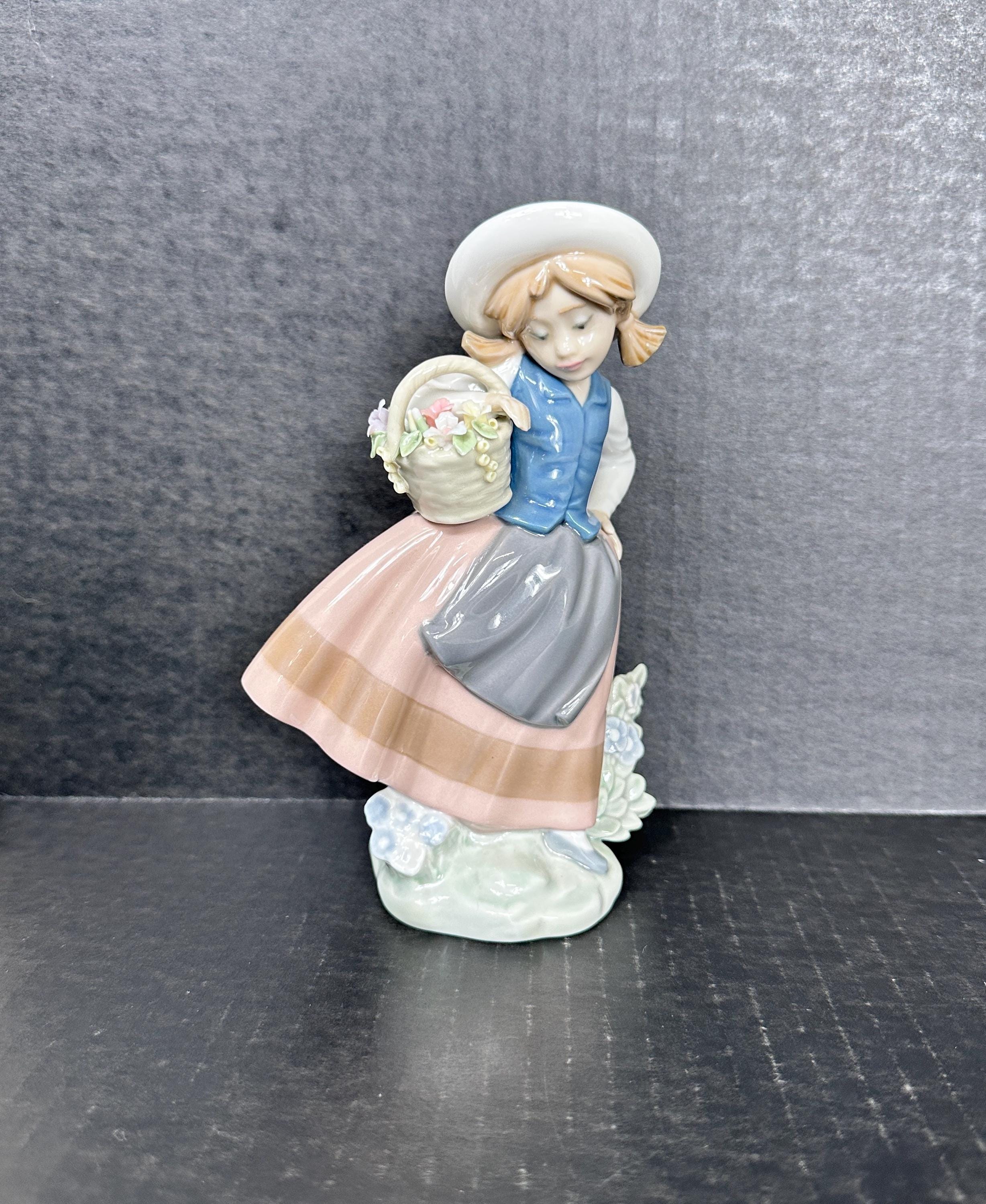 Lladro Figurines Girl With Flower Basket - Etsy