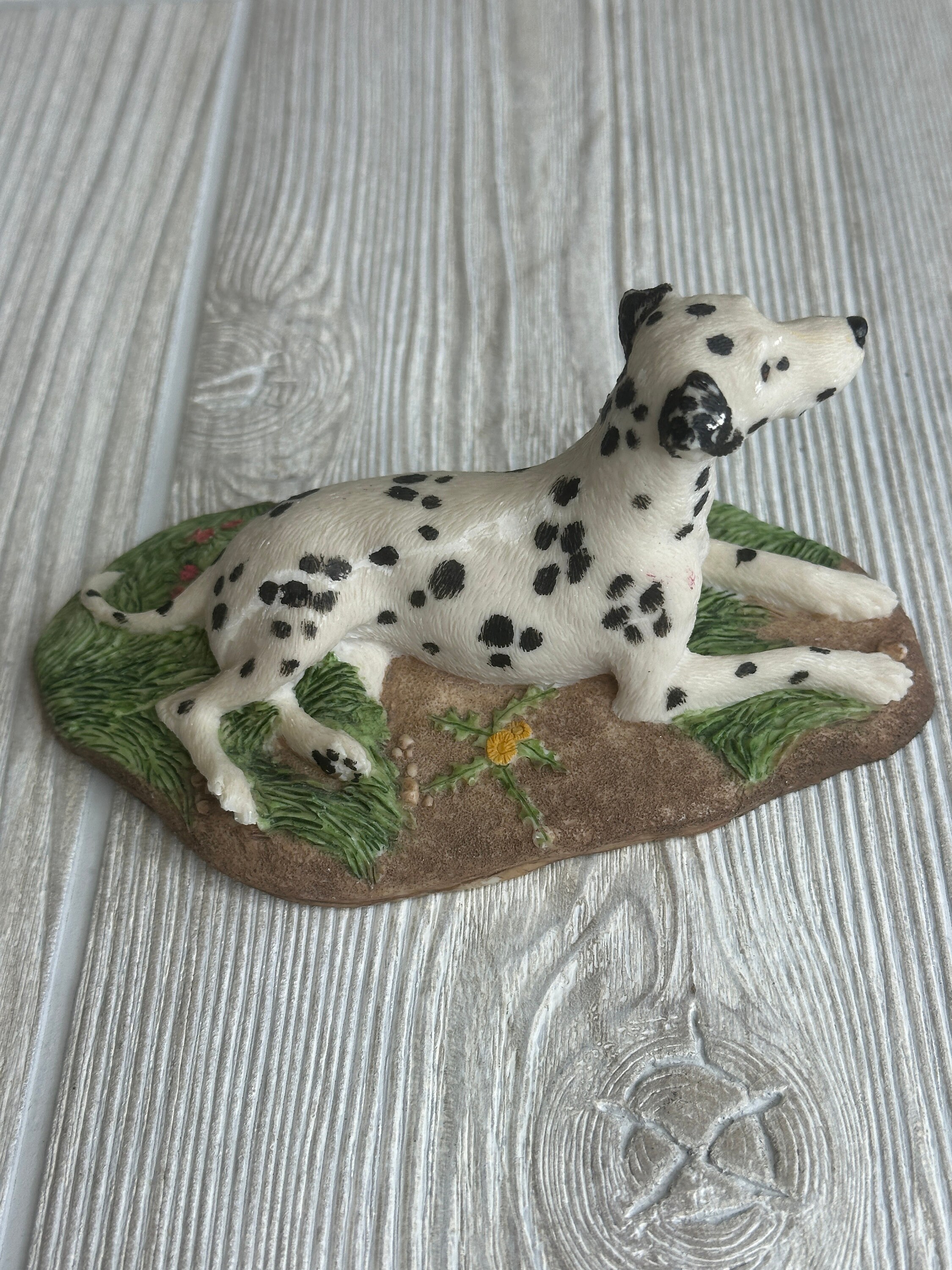 Vintage Charmstone Dalmatian Dog Figurine Cold Cast Marble