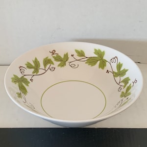 Vintage Mikasa Modesto Coupe Cereal Bowl Cera Stone Green Leaf Vine, Mikasa Modesto Replacement, Country Cottage, Farmhouse, Lakehouse Cabin